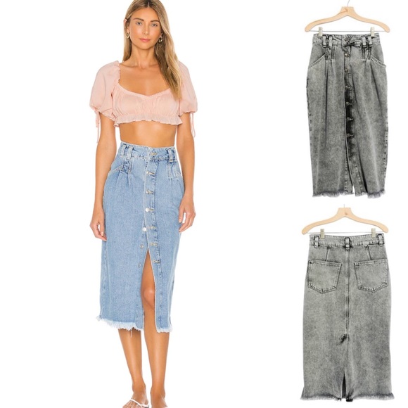 Sidney Denim Midi Skirt Black 